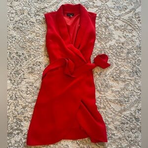 Red sleeveless blazer dress